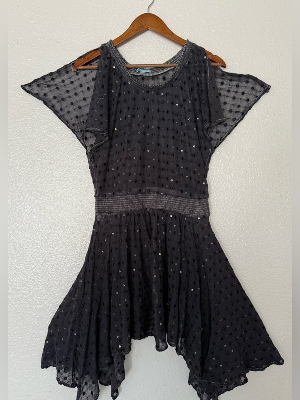 LEIFNOTES by AnthropologieWomen’s Black Mini Dress with Sequin Dot Detail size 8